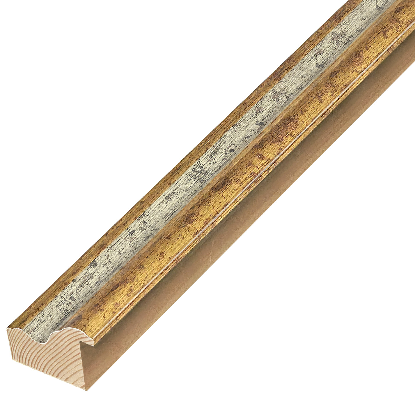 Asta in pino giuntato - Larghezza 45mm Altezza 32 - Oro, gola argento