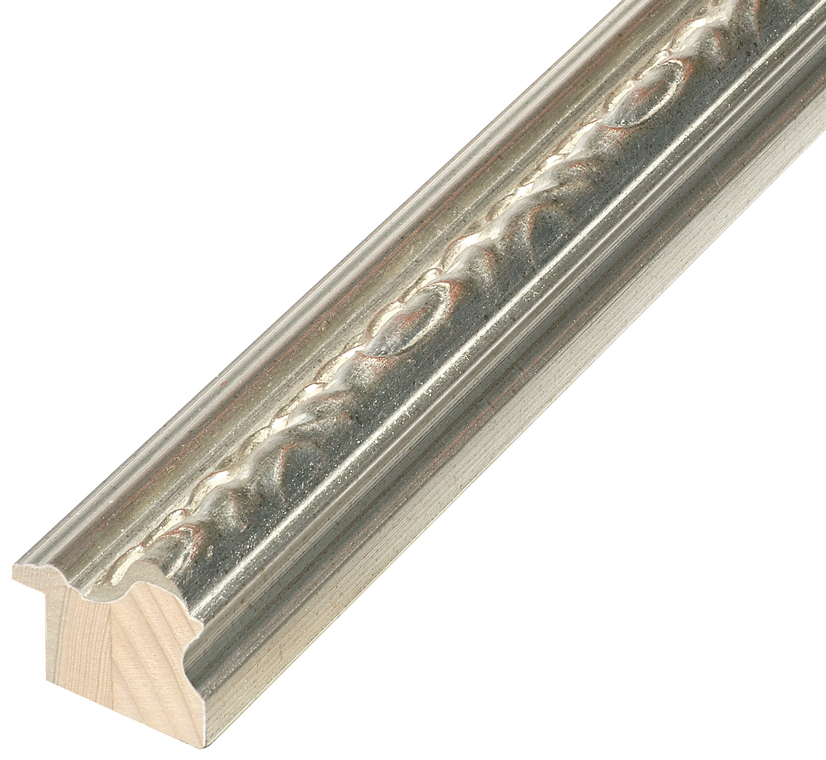 Asta in pino - Larghezza 40mm Altezza 38 - Argento con decorazioni