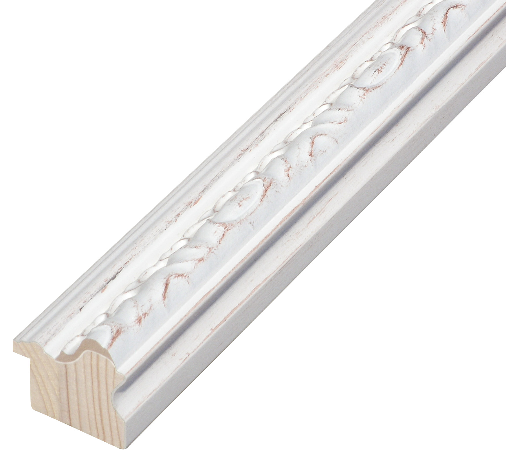 Asta in pino - Larghezza 40mm Altezza 38 - Bianco con decorazioni