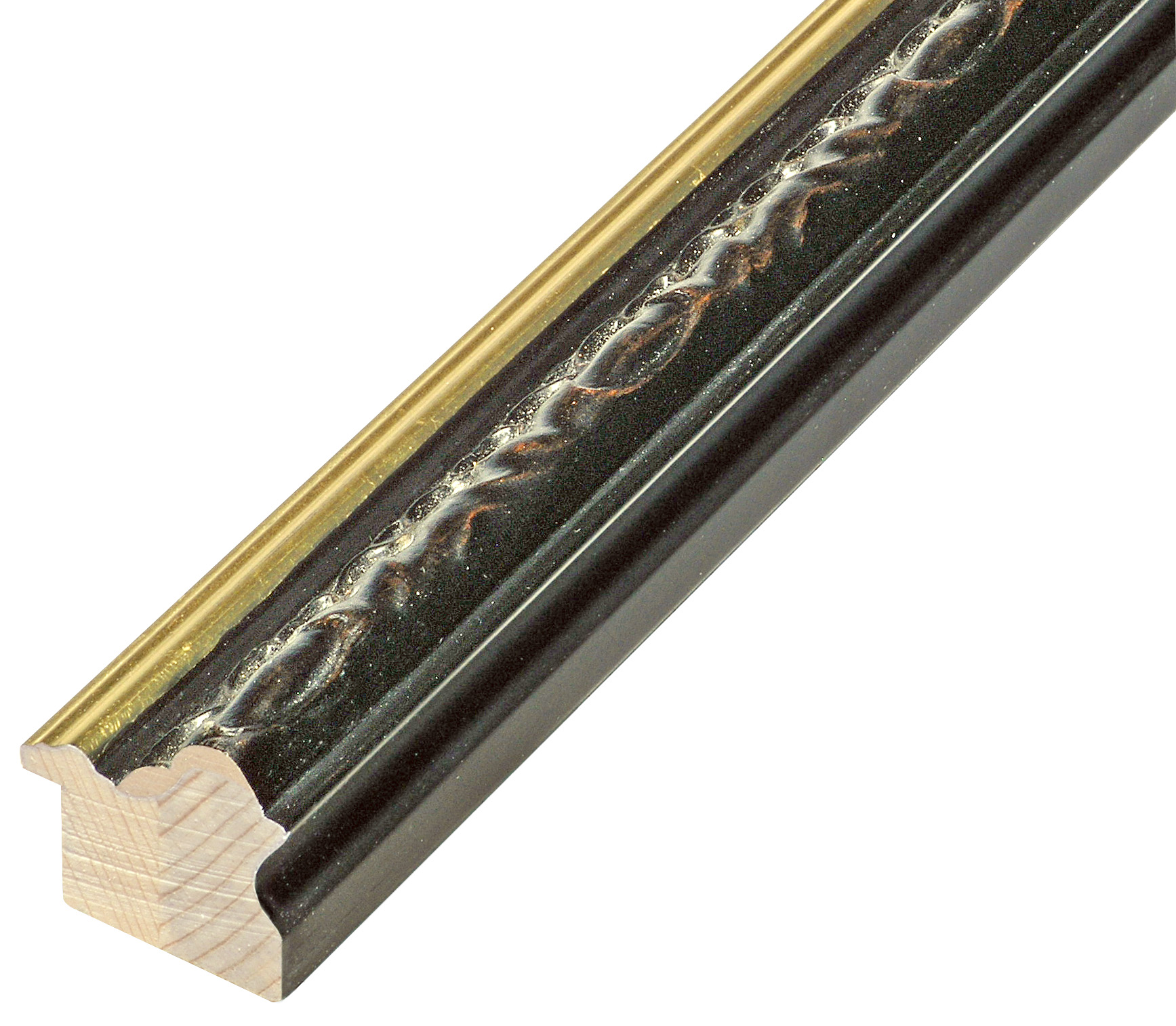 Asta in pino - Larghezza 40mm Altezza 38 - Nero con filo oro