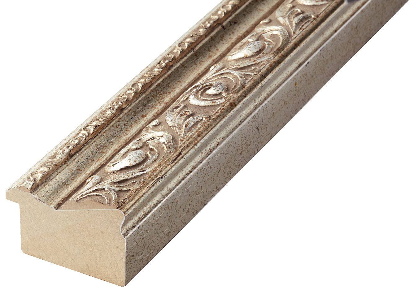 Asta in ayous - Larghezza 64mm Altezza 44 - Argento, decoraz. in rilievo