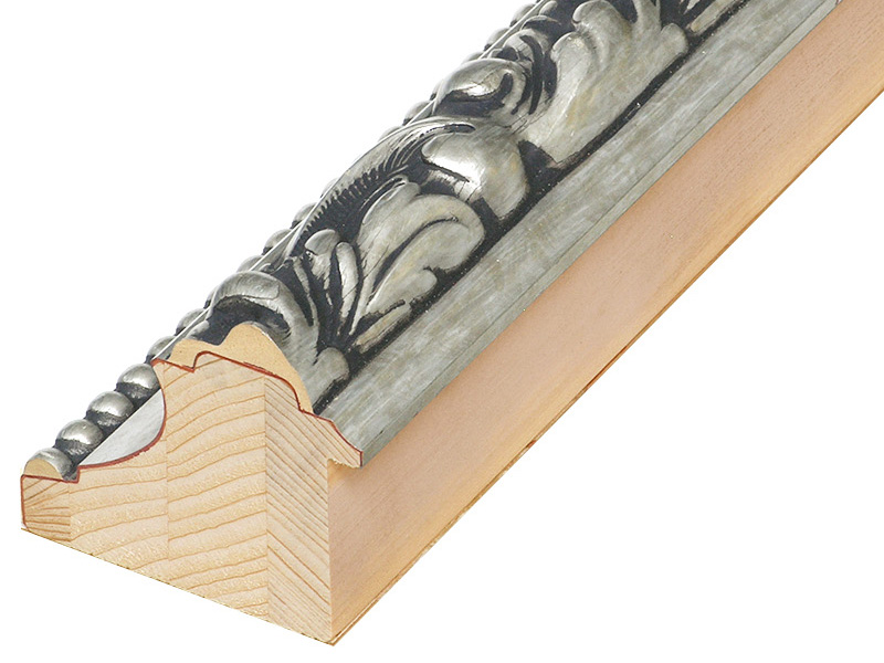 Asta abete giuntato - Larghezza 80mm Altezza 72 - Argento con decoraz