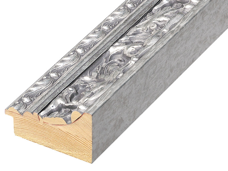Asta abete giuntato - Larghezza 82mm Altezza 49 - Argento con decoraz