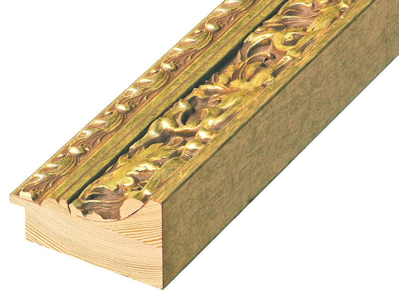 Asta abete giuntato - Larghezza 82mm Altezza 49 - Oro con decorazioni